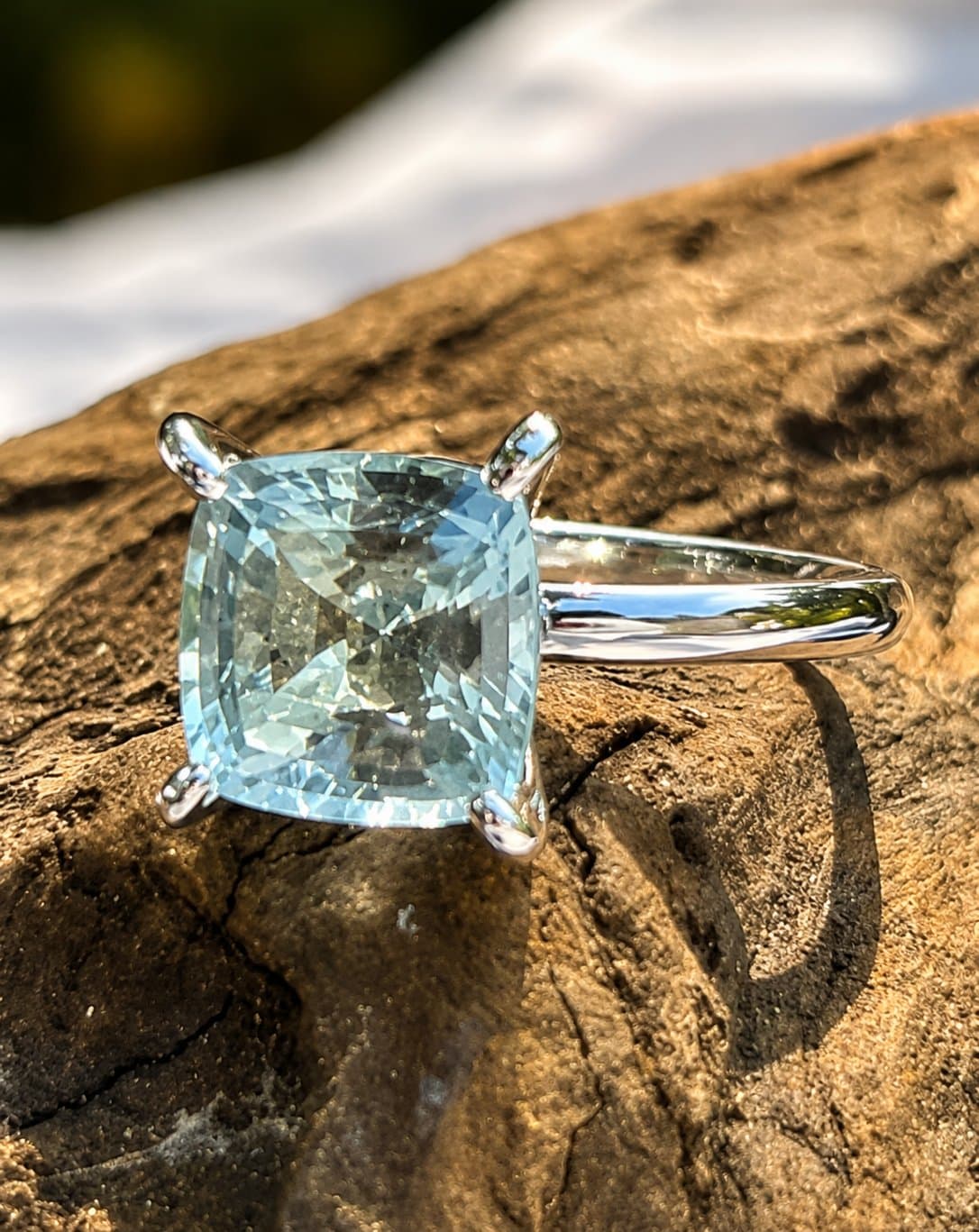 Aquamarine Silver Ring